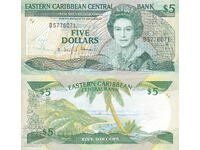 tino37 - EASTERN CARIBBEAN (Saint Lucia) - 5 DOLLARS - 1988 - XF