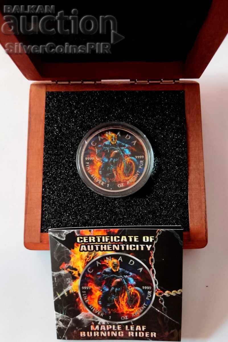 Auction Silver 1 oz Burning Rider 2023 Canada Auction Silver 1 oz Burning Rider 2023 Canada