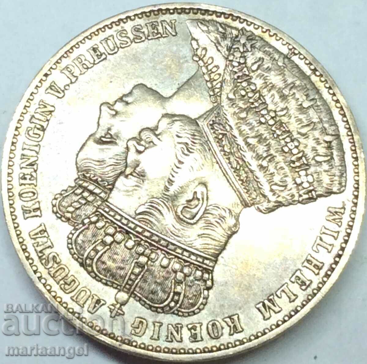 Δημοπρασία Πρωσία 1 Thaler 1861 Στέψη Wilhelm and Augusta UNC Αγ