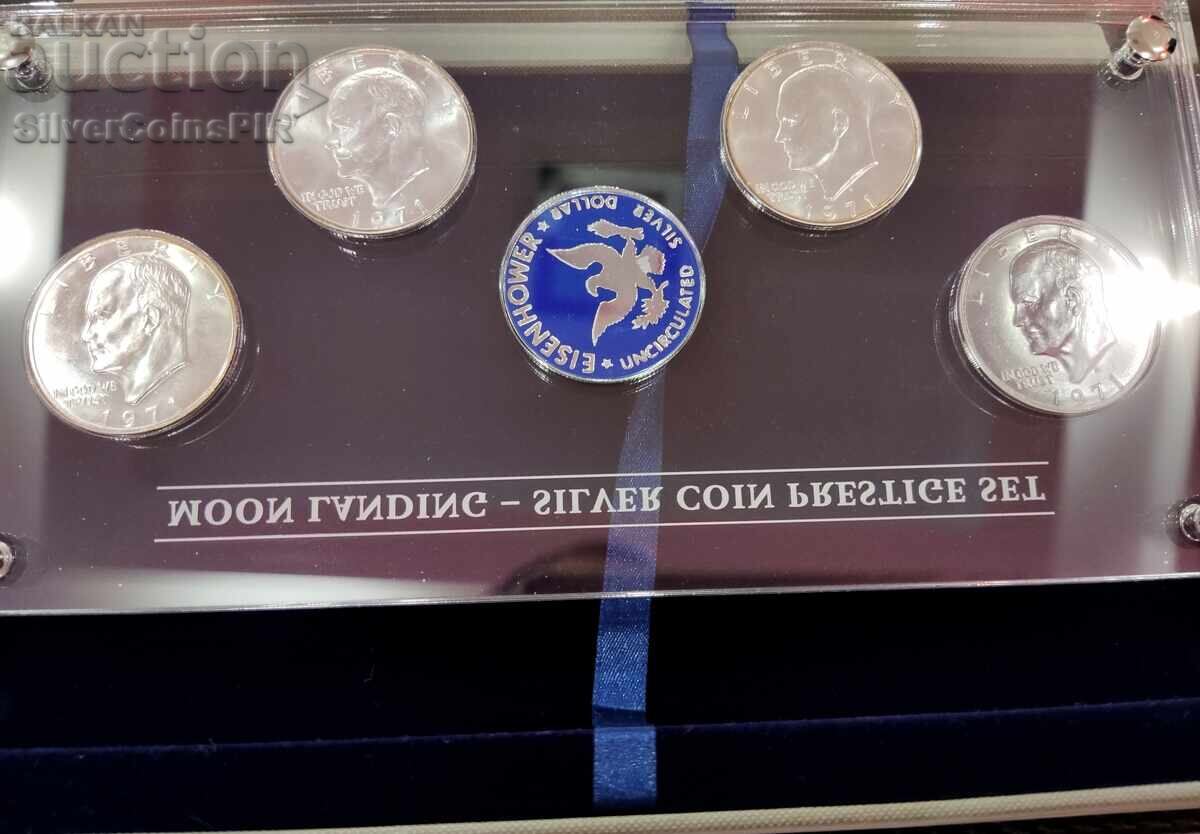 Silver 4x 1 Dollar Moon Landing USA 1971 with price 300.00 BGN | € 153.39 Silver 4x 1 Dollar Moon Landing USA 1971 with price 300.00 BGN | € 153.39