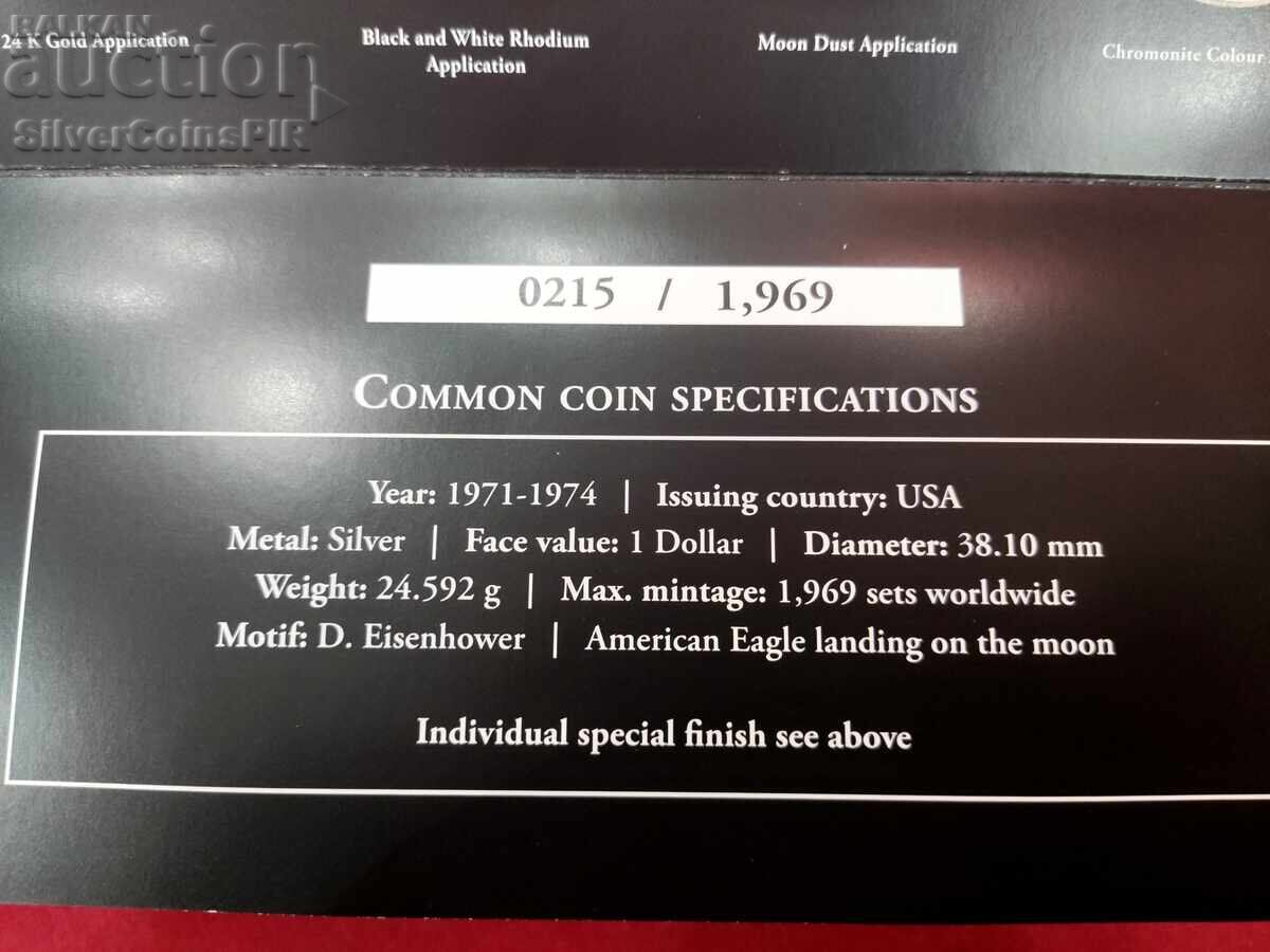Delivery of Silver 4x 1 Dollar Moon Landing USA 1971 Delivery of Silver 4x 1 Dollar Moon Landing USA 1971