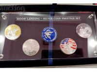 Silver 4x 1 Dollar Moon Landing USA 1971