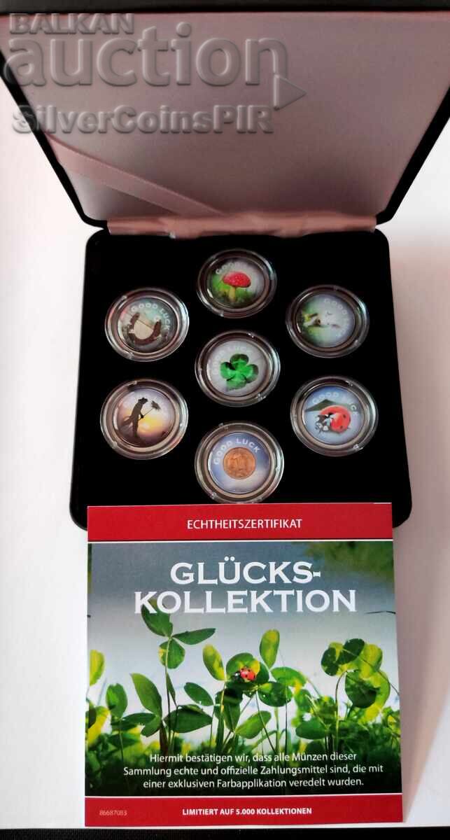 Lucky Symbols Set of 7 Coins with Coloring Lucky Symbols Set of 7 Coins with Coloring