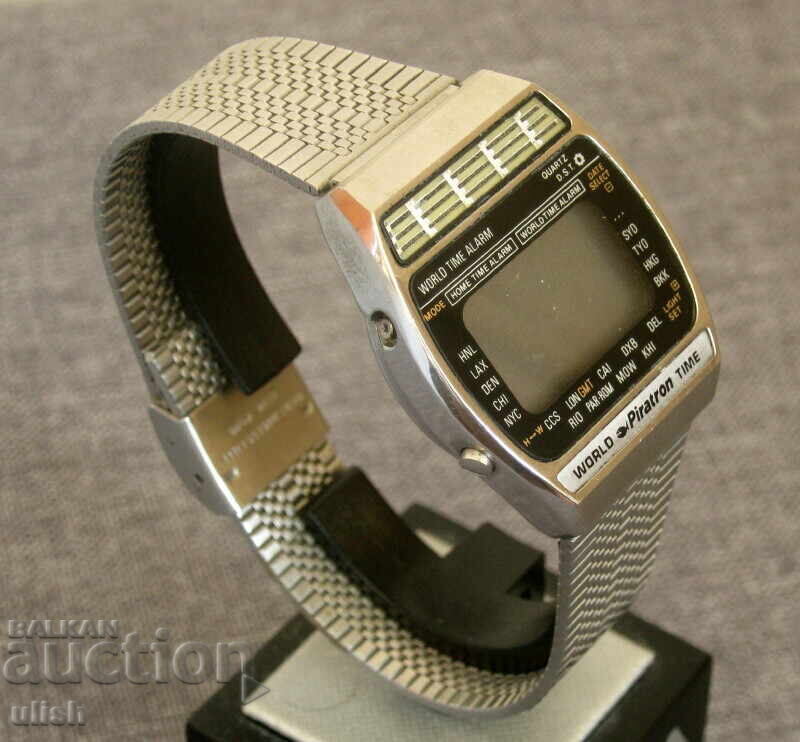 Piratron LCD world time digital quartz watch 1983 with price 100.00 BGN | € 51.13