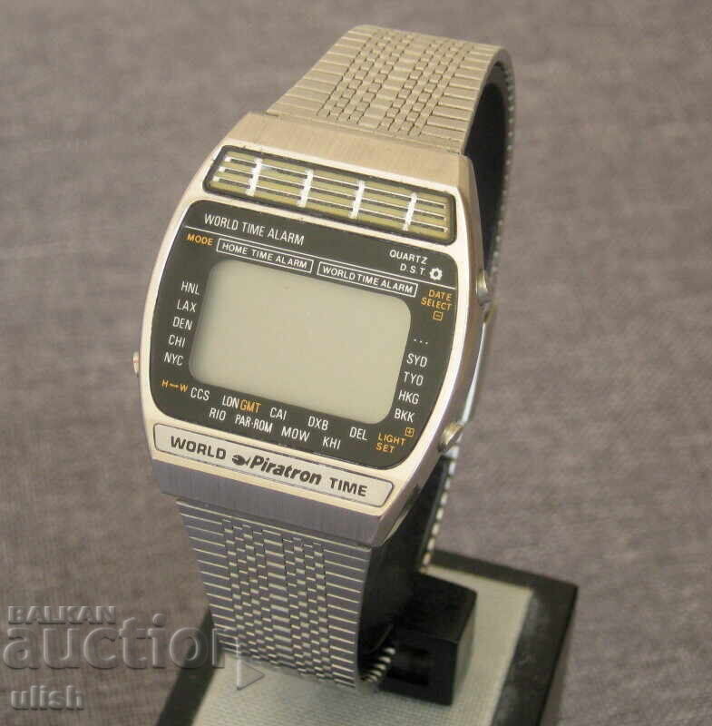 Piratron LCD world time digital quartz watch 1983