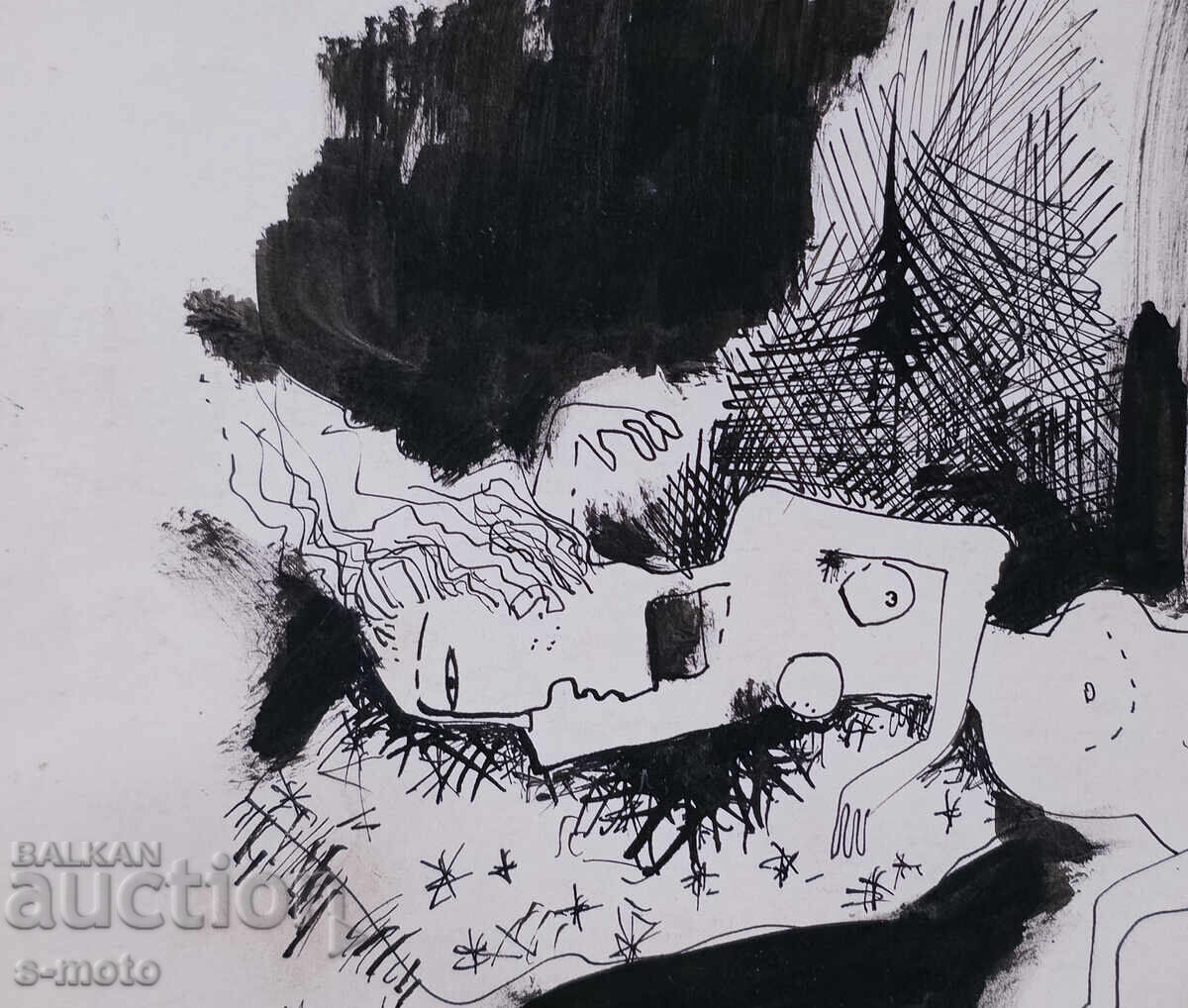 Παράδοση Αφηρημένη εικόνα με μελάνι, υπογεγραμμένη, 1983