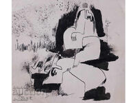 Αφηρημένη εικόνα με μελάνι, υπογεγραμμένη, 1982