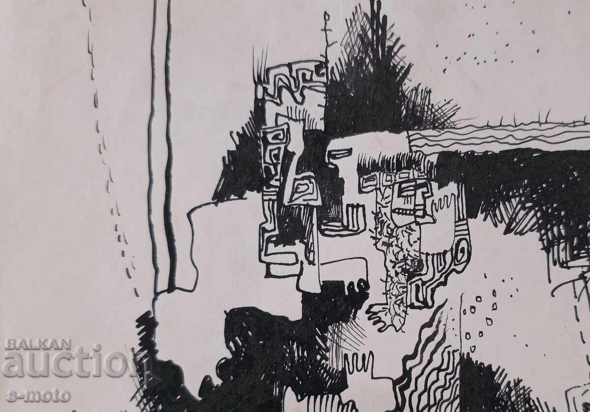 Auction  Abstract composition, ink painting