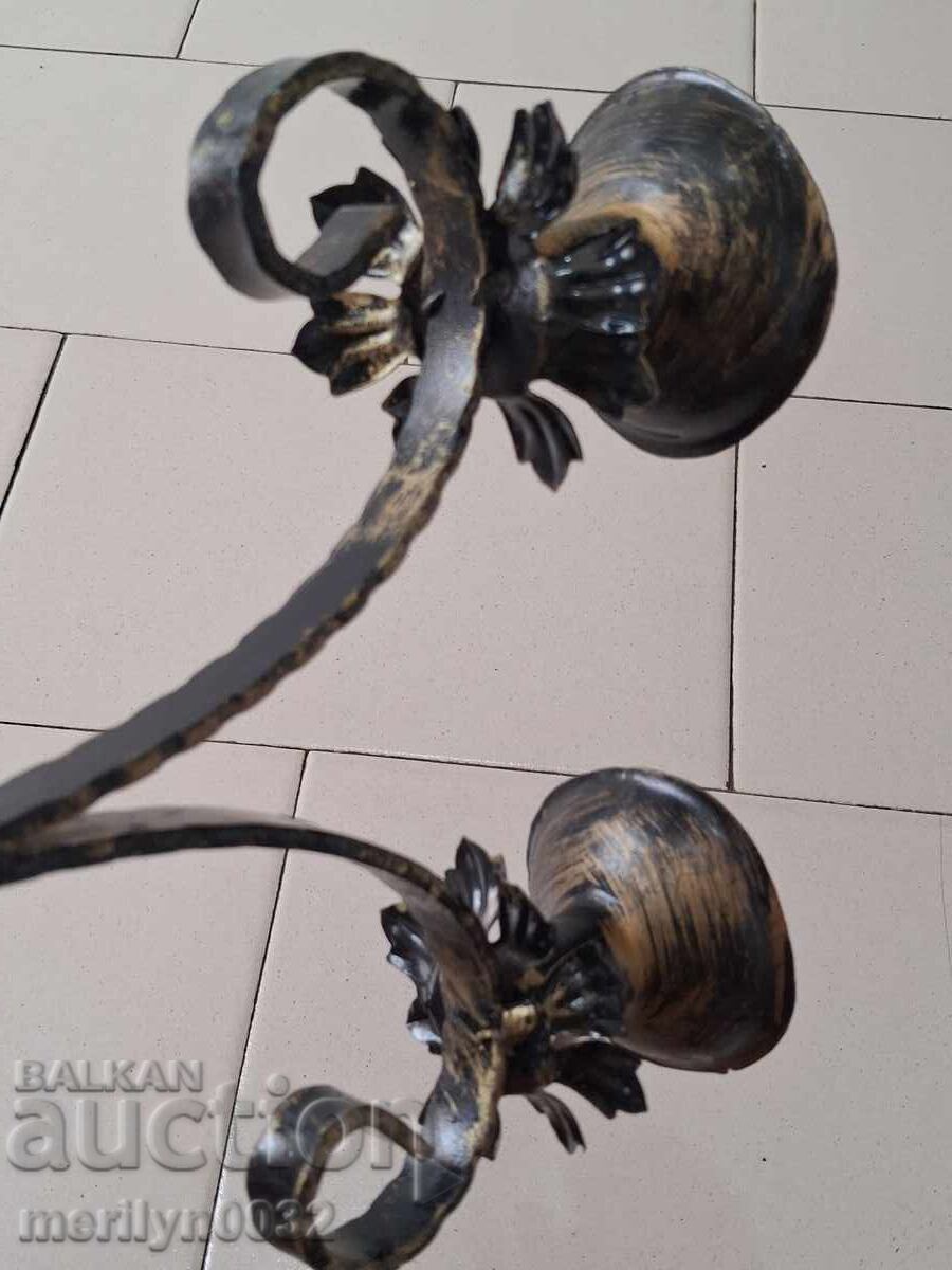 Old wrought iron candlestick lamp - 6