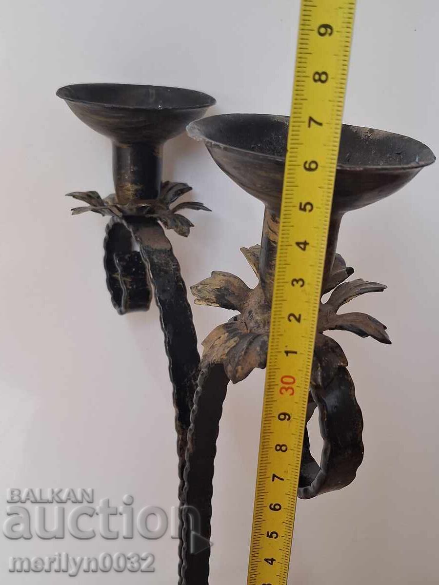 Old wrought iron candlestick lamp - 7