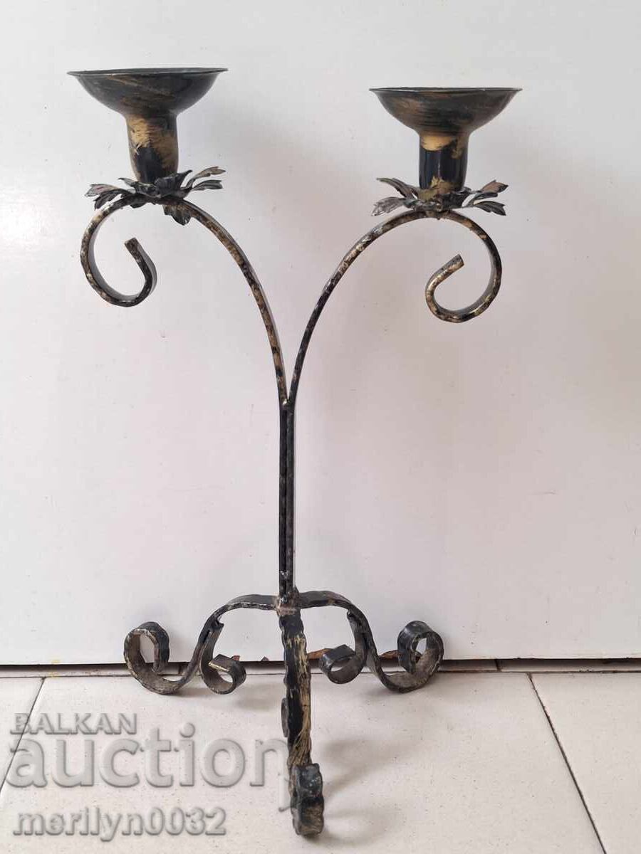 Old wrought iron candlestick lamp