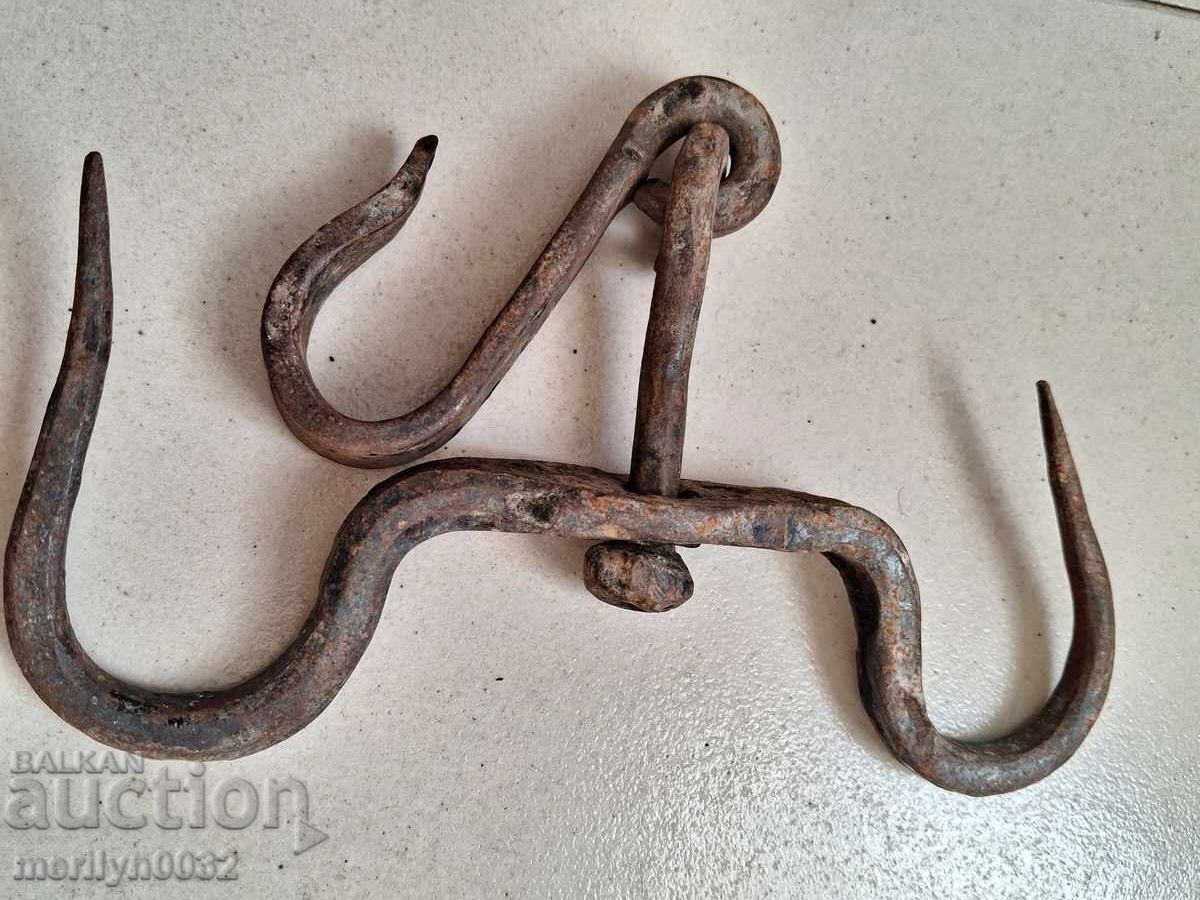 Αρχαία σφυρήλατη γάντζος για κρέμασμα διπλό γάντζο - 7