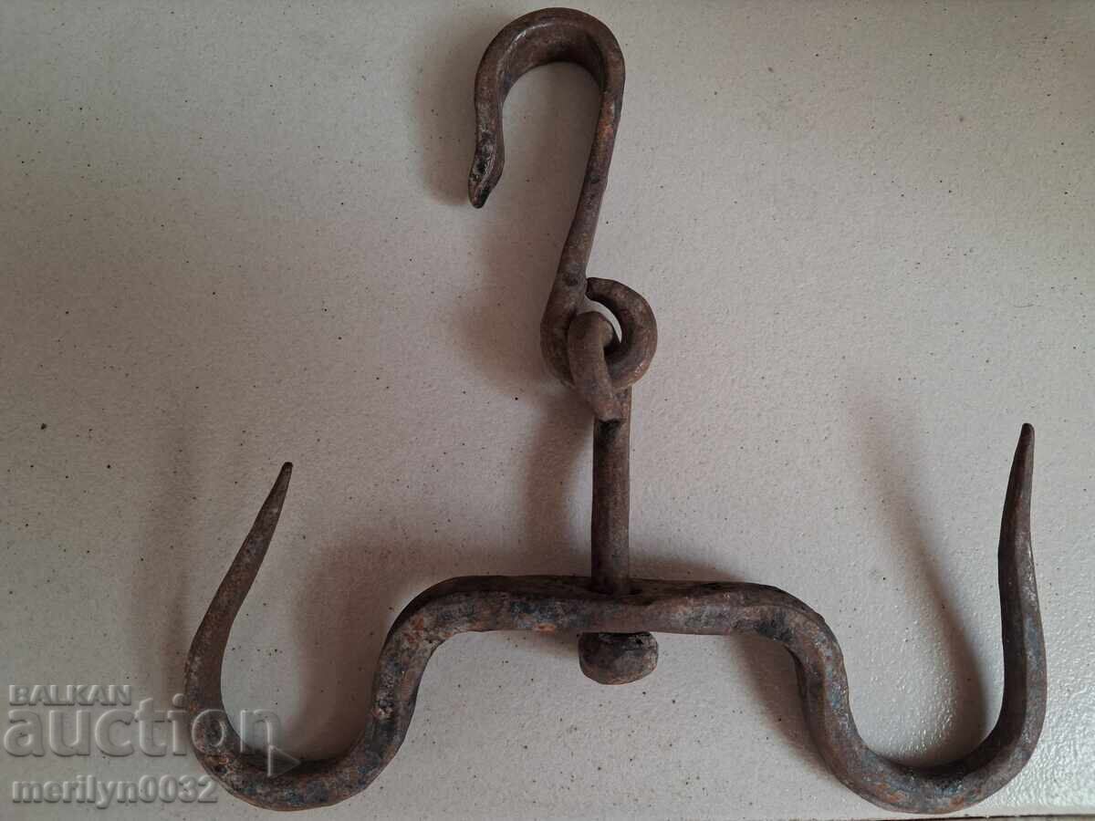 Αρχαία σφυρήλατη γάντζος για κρέμασμα διπλό γάντζο