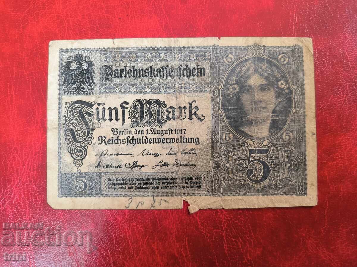 5 марки Германия 1917 тодина