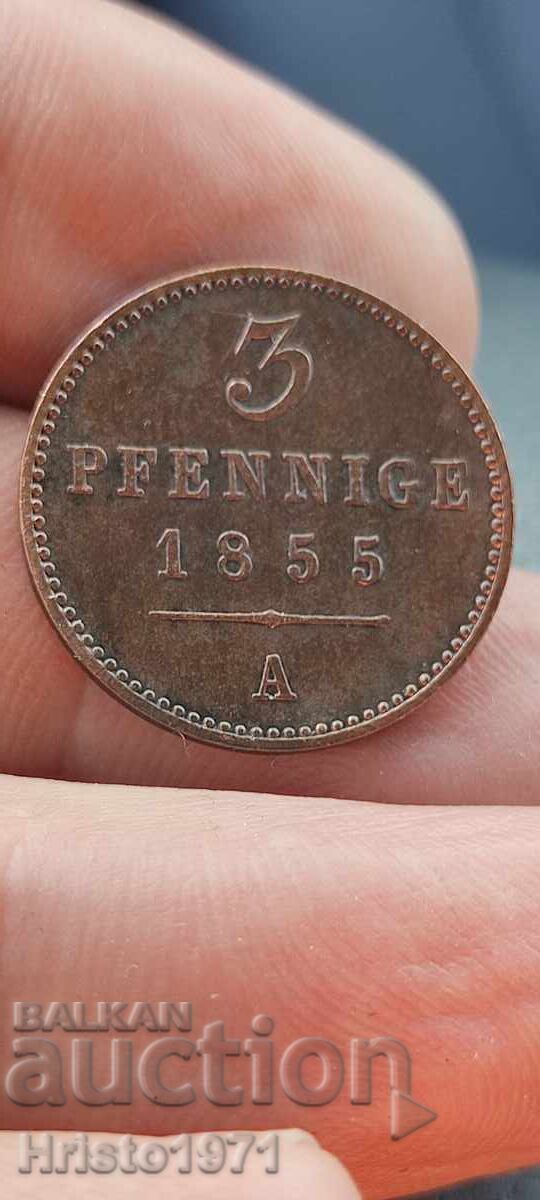 3 пфенига 1855 Валдек
