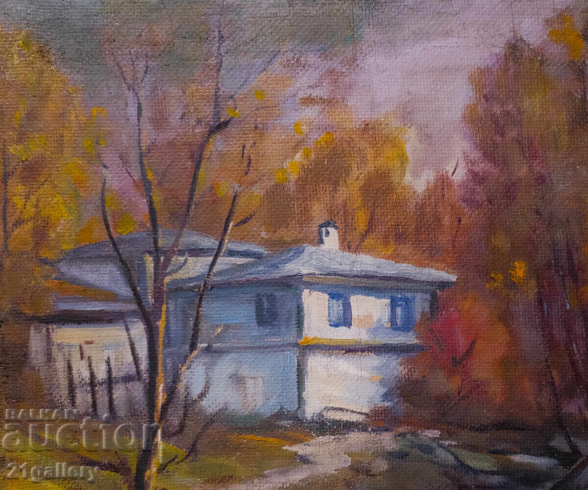 Auction Oil paints, rural landscape, houses Auction Oil paints, rural landscape, houses
