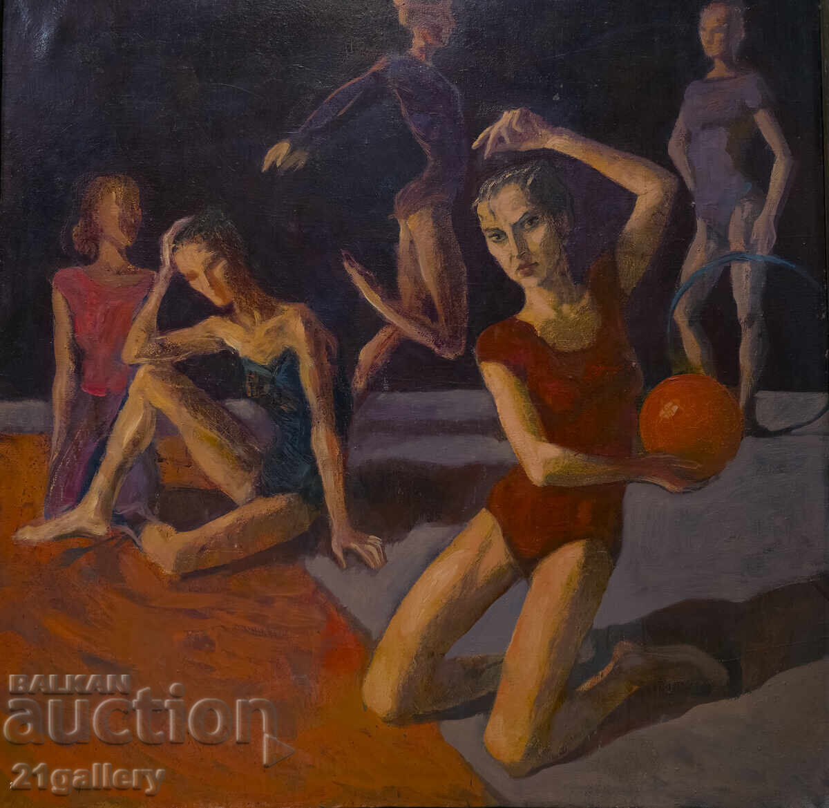 Παλαιός πίνακας ελαιογραφίας πορτρέτο καλλιτεχνικής γυμναστικής με τιμή 1600.00 BGN | € 818.07