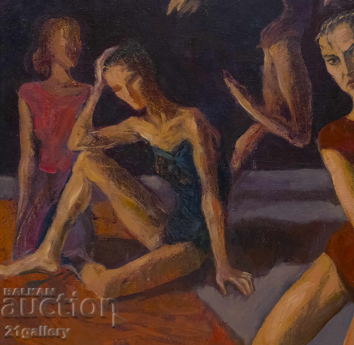 Παλαιός πίνακας ελαιογραφίας πορτρέτο καλλιτεχνικής γυμναστικής - 5