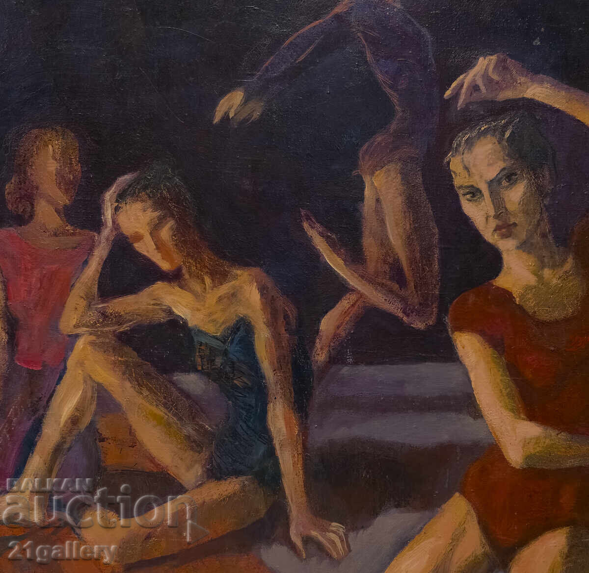 Παλαιός πίνακας ελαιογραφίας πορτρέτο καλλιτεχνικής γυμναστικής - 7