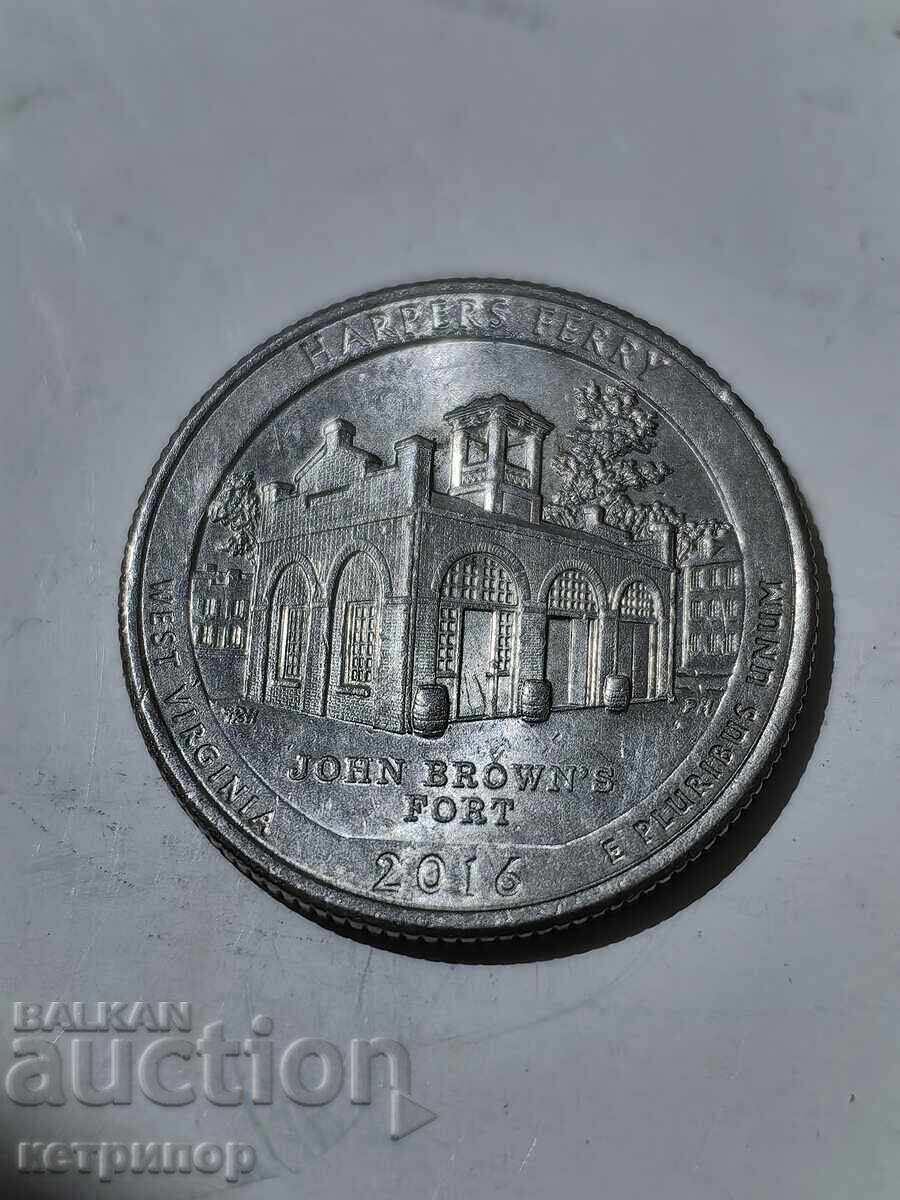 25 цента куотър четвърт долар САЩ никел 2016 г