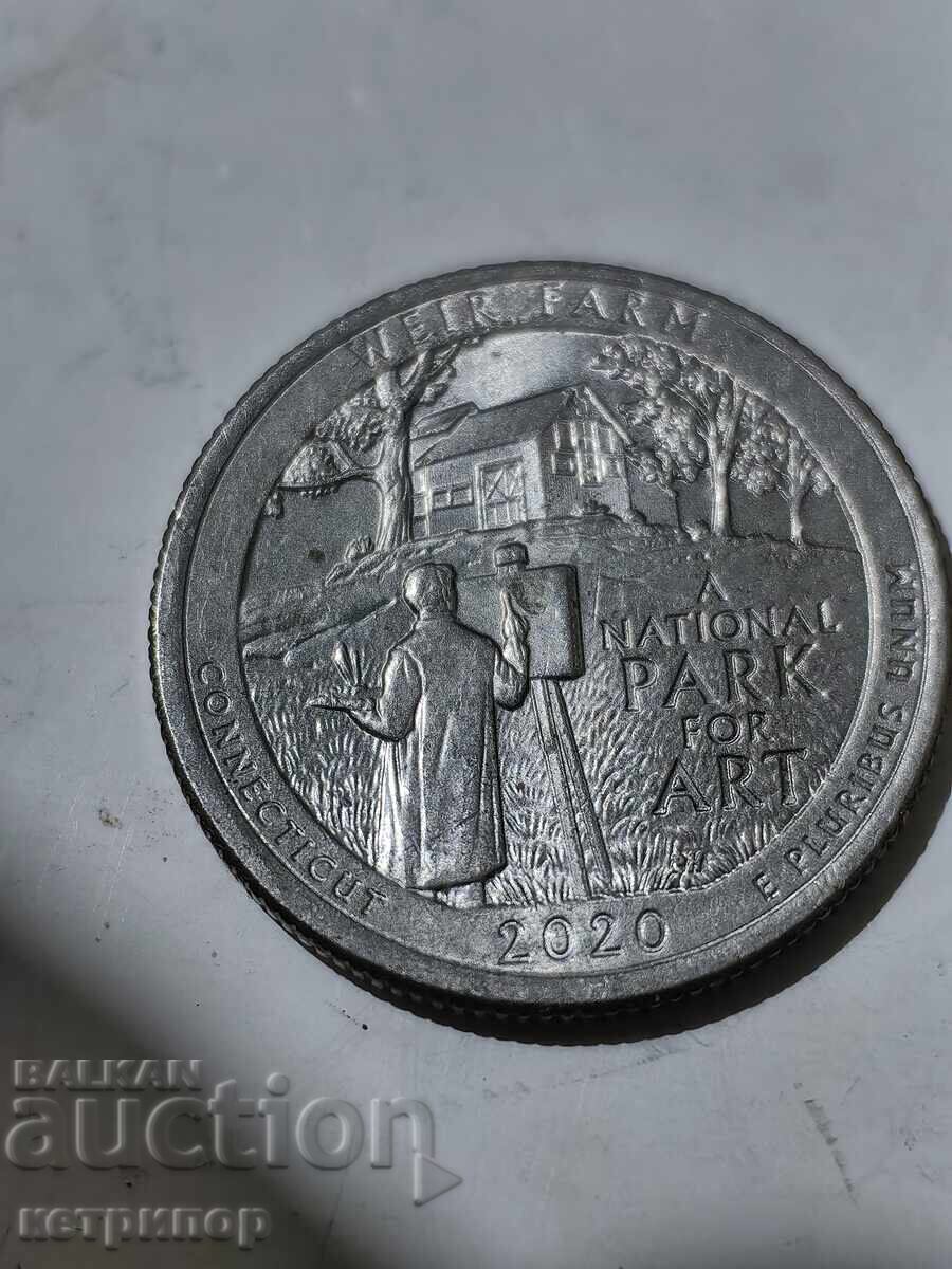 25 цента куотър четвърт долар САЩ никел 2020 г 25 цента куотър четвърт долар САЩ никел 2020 г