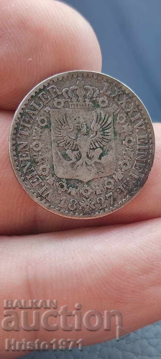 1/6 Τάλερο 1827 Πρωσία με τιμή 60.00 BGN | € 30.68