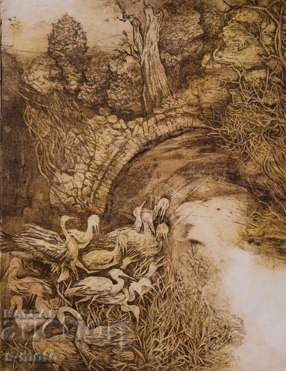 Γραφικά, χαρακτικό "Ρezervat" υπογεγραμμένο - 5 Γραφικά, χαρακτικό "Ρezervat" υπογεγραμμένο - 5