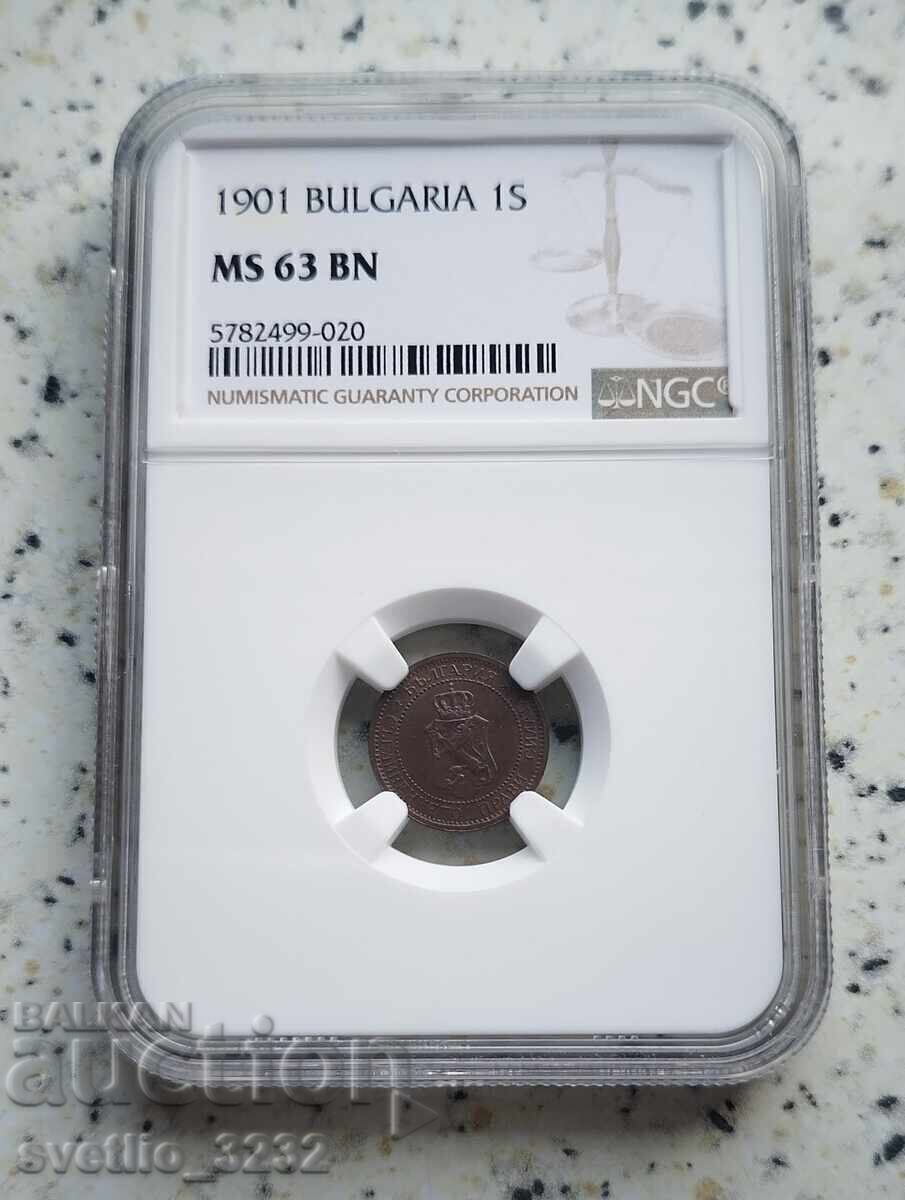1 stotinka 1901 MS 63 BN NGC