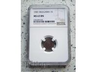 1 stotinka 1901 MS 63 BN NGC
