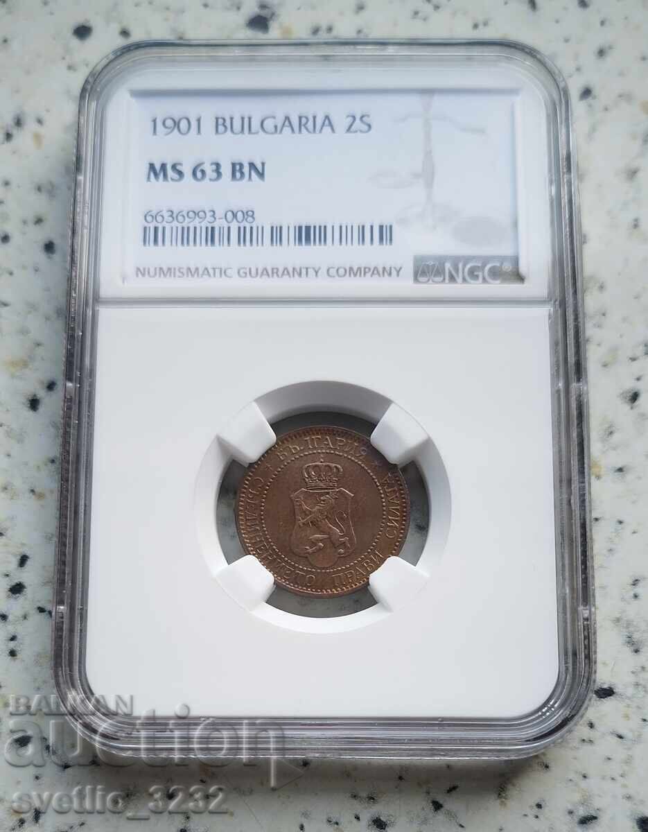 2 стотинки 1901 MS 63 BN NGC