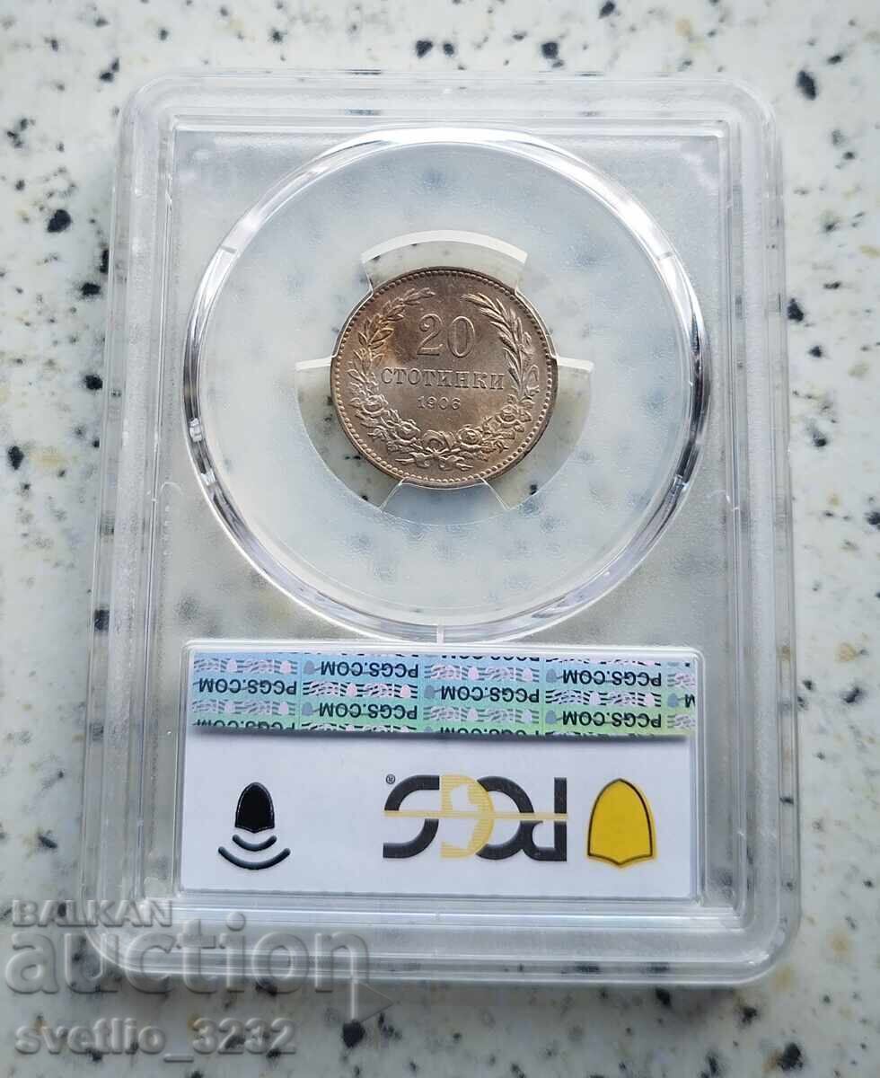 20 de cenți 1906 MS 63 PCGS cu preț € 1500.00 | 2933.76 BGN