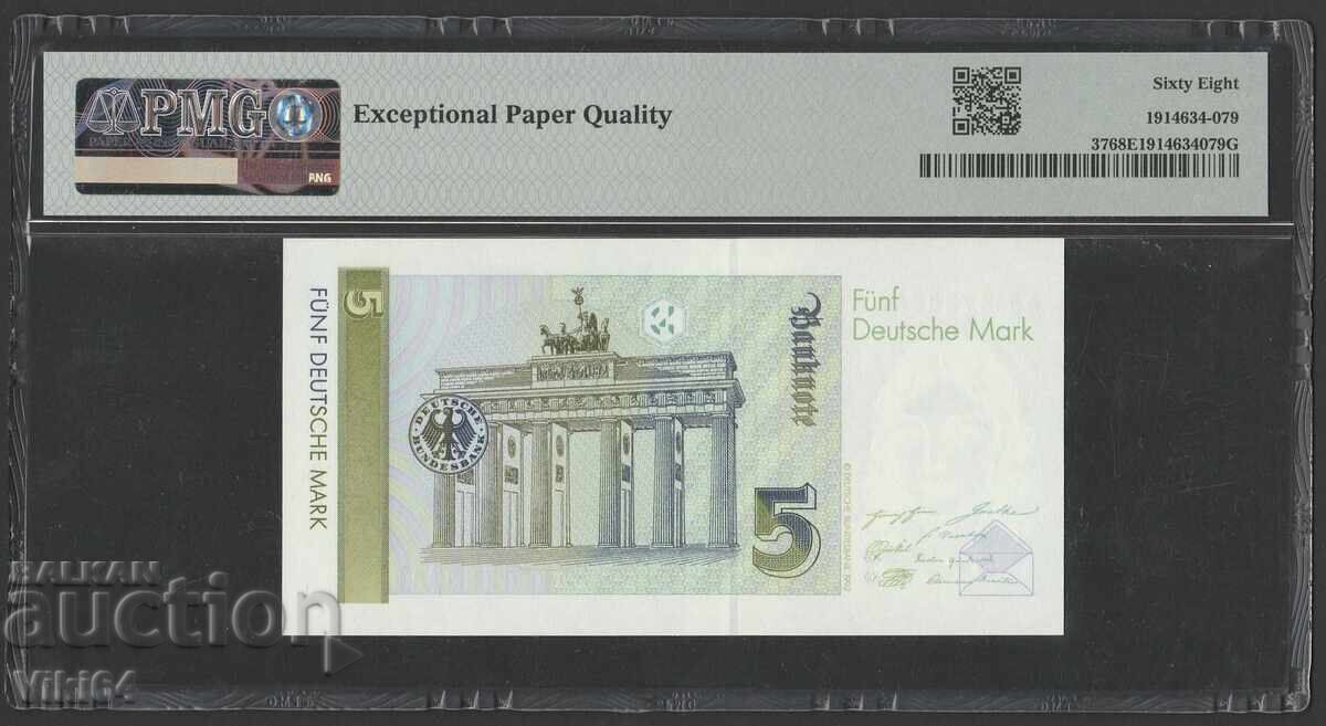 PMG 68 Германия Банкнота 5 Марки 1991 г. с цена 144.99 лв. | € 74.13 PMG 68 Германия Банкнота 5 Марки 1991 г. с цена 144.99 лв. | € 74.13