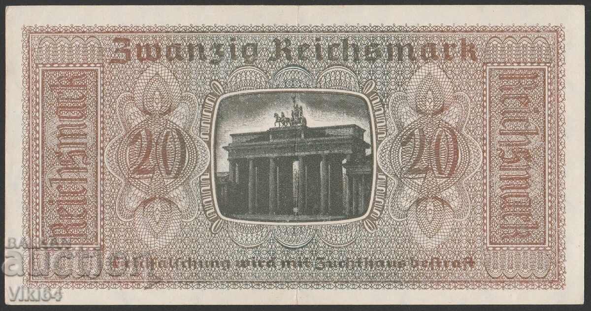 Банкнота Германия 20 Райхсмарки 1940 / 1945 г. Свастика с цена 54.99 лв. | € 28.12