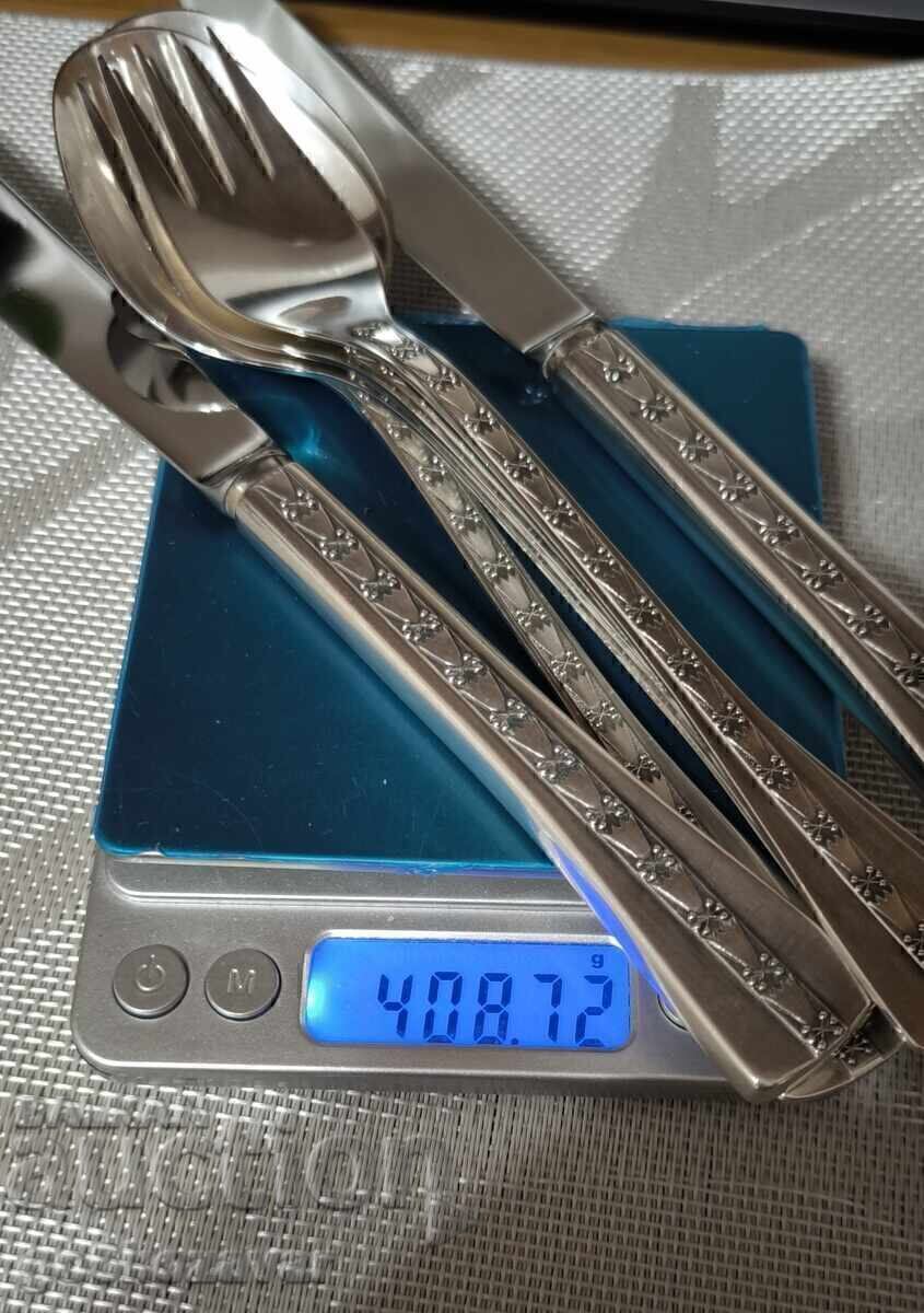 Сребърен сет за хранене СССР СРЕБРО 916, ПЕРФЕКТНИ ! - 7