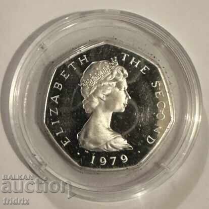 Νήσος Μαν 50 πένες ασήμι / Isle of Man 50 penny 1979 proof με τιμή 60.00 BGN | € 30.68