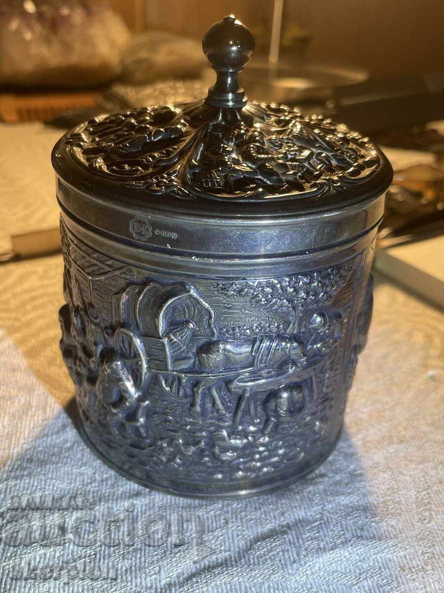 Δημοπρασία Παλιό ασημένιο κουτί για τσάι ή τσιγάρα με σφραγίδα