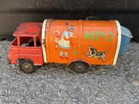 Old metal toy model garbage truck
