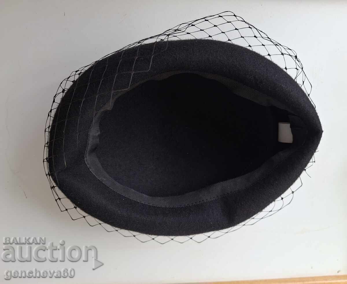 ΑΡΤ ΝΤΕΚΟ μαύρο καπέλο φελτ με βέλο, vintage μοντέλο 100% μαλλί - 5