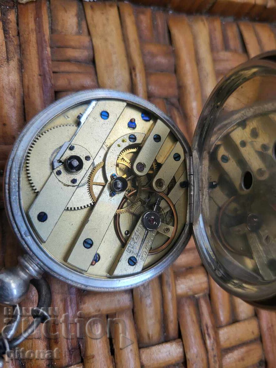 Ασημένιο ρολόι τσέπης με ασημένια αλυσίδα - 5