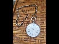 Ceas de buzunar din argint cu cheiță din argint