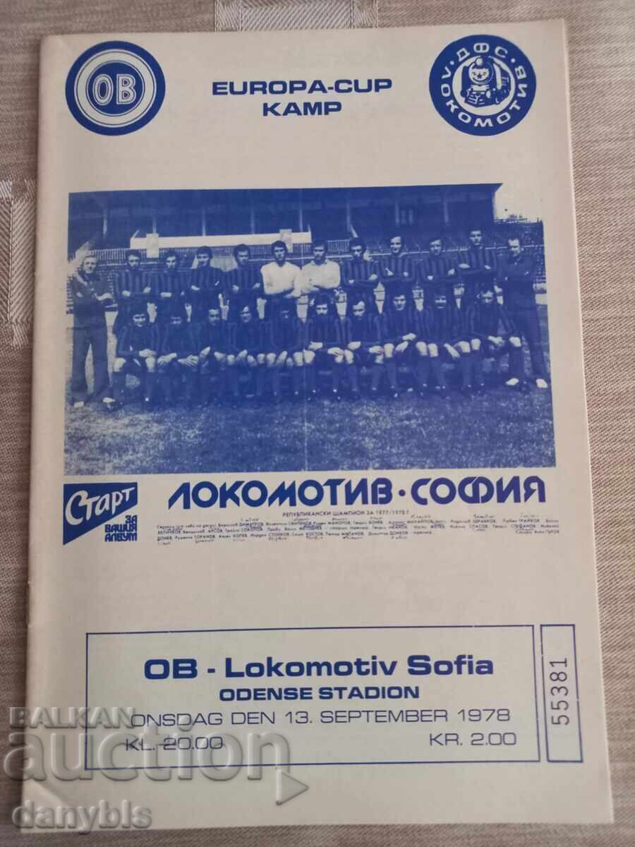 Football program - Odense - Lokomotiv Sofia 1978