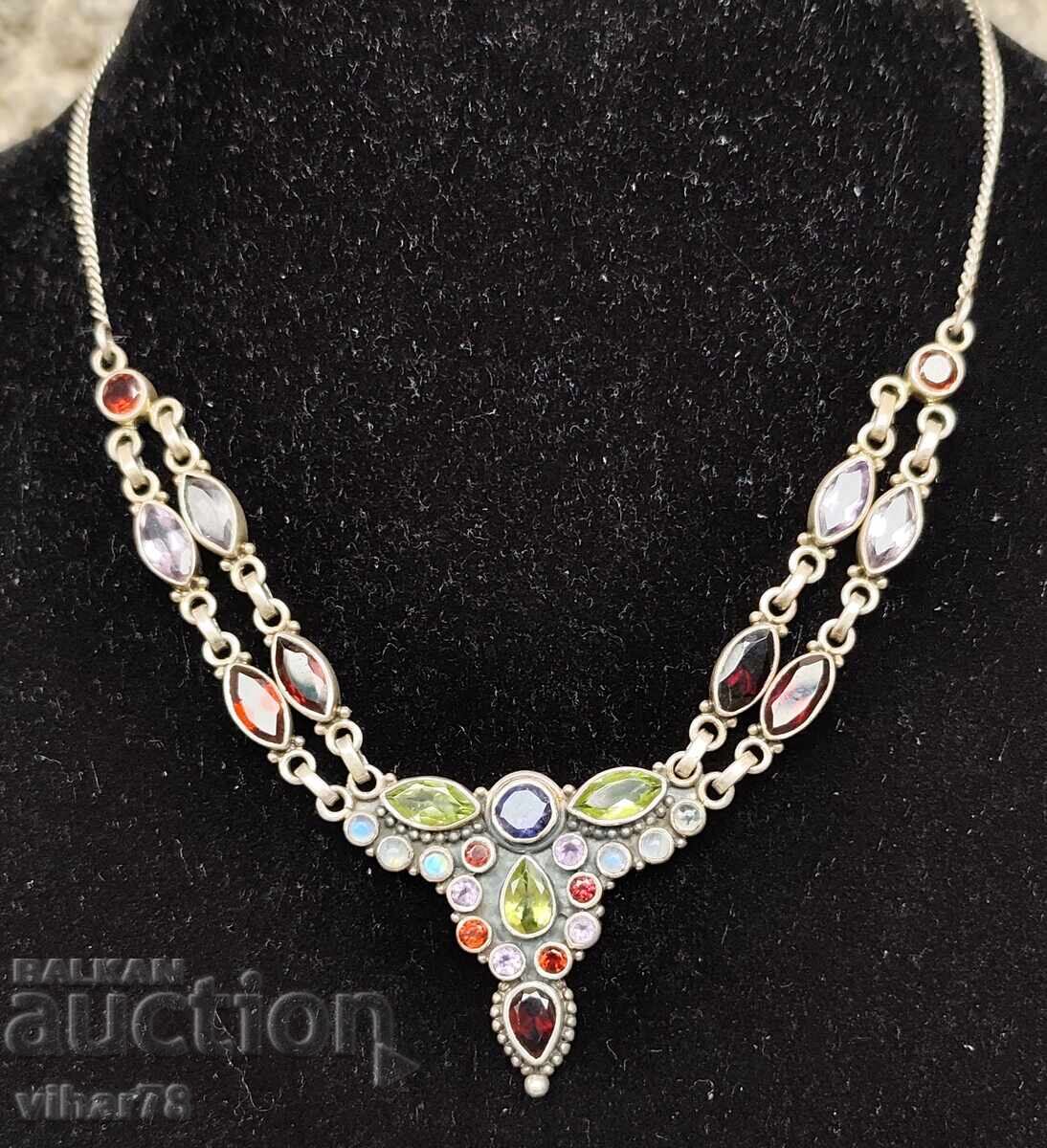 Много красив сребърен комплект-колие и обеци - 6