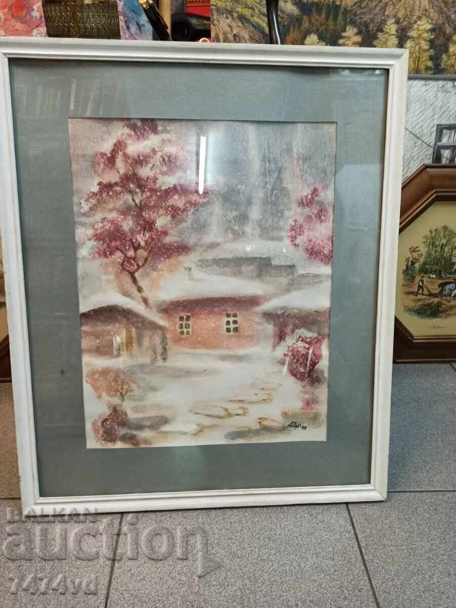 ΑΚΟΥΑΡΕΛ ΖΩΓΡΑΦΙΣΜΕΝΟ ΣΕ ΚΑΜΒΑ. ΑΓΓΕΛΟΣ ΣΑΡΛΙΕΦ