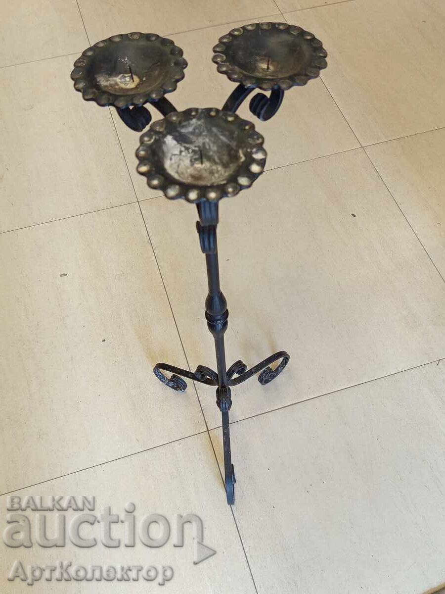 Delivery of Tall Old Wrought Iron Candlestick