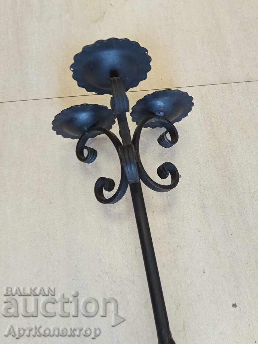 Ψηλό κηροπήγιο Παλιό σφυρήλατο σίδερο - 6