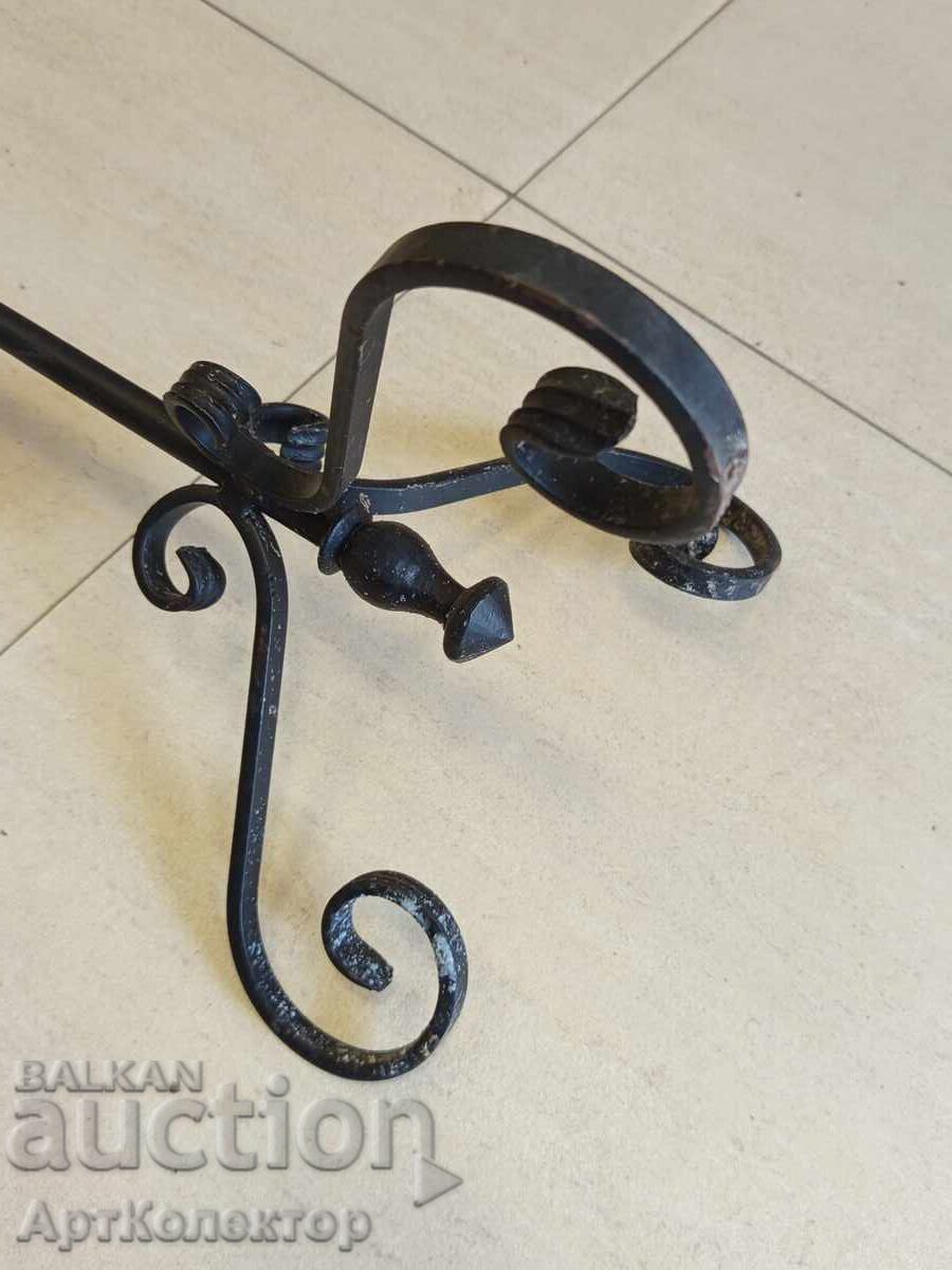 Tall Old Wrought Iron Candlestick - 7