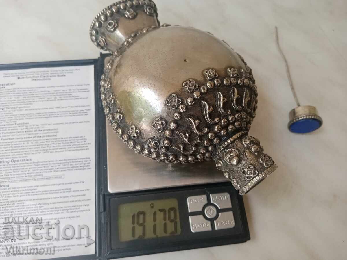 Old bottle, bottle, baby powder, pomade, large, melchior, peacock - 6