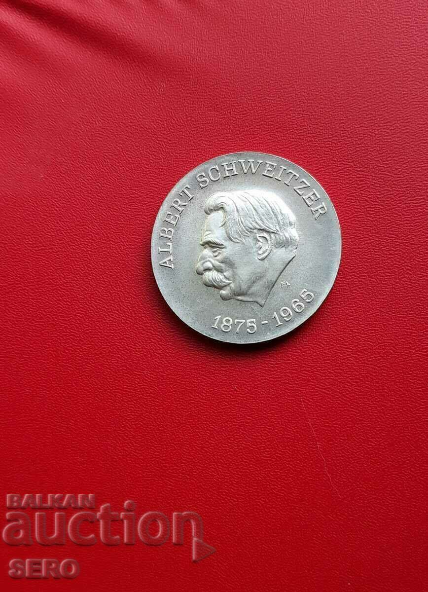 Germania-GDR-10 m.1975-Albert Schweitzer-Premiul Nobel 1952 Germania-GDR-10 m.1975-Albert Schweitzer-Premiul Nobel 1952