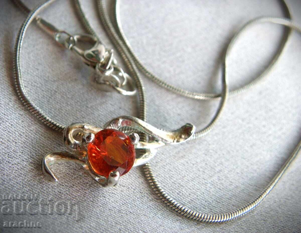 Аукцион Сребърно колие с гранат-Спесартин