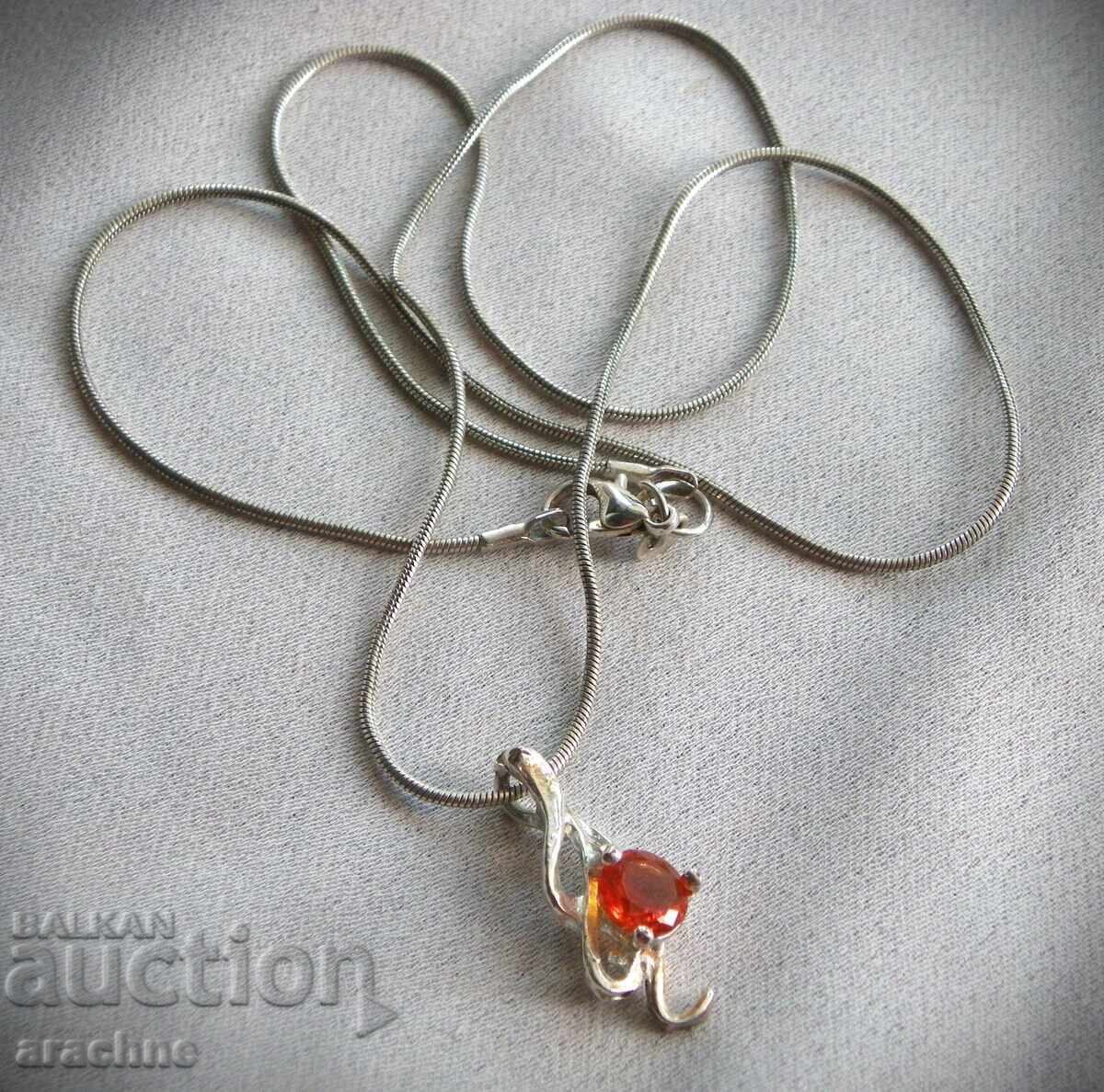 Сребърно колие с гранат-Спесартин
